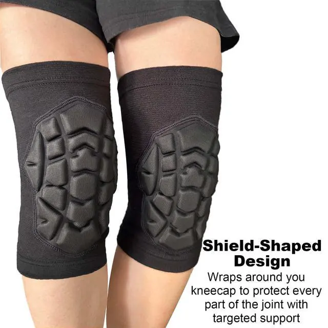 Alt view image 2 of 7 - Adult Knee Pads for Men & Women - Elastic Sleeves & Flexible Pads, Black M | Wrestling Kneepads for Volleyball, Basketball, Football, Compression Knee Support for Dancing, Biking, Fitness, Muay Thai