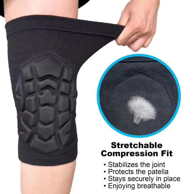 Alt view image 3 of 7 - Adult Knee Pads for Men & Women - Elastic Sleeves & Flexible Pads, Black M | Wrestling Kneepads for Volleyball, Basketball, Football, Compression Knee Support for Dancing, Biking, Fitness, Muay Thai