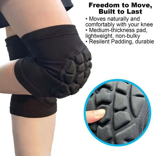 Alt view image 4 of 7 - Adult Knee Pads for Men & Women - Elastic Sleeves & Flexible Pads, Black M | Wrestling Kneepads for Volleyball, Basketball, Football, Compression Knee Support for Dancing, Biking, Fitness, Muay Thai