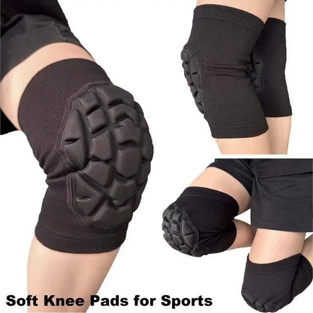 Alt view image 6 of 7 - Adult Knee Pads for Men & Women - Elastic Sleeves & Flexible Pads, Black M | Wrestling Kneepads for Volleyball, Basketball, Football, Compression Knee Support for Dancing, Biking, Fitness, Muay Thai