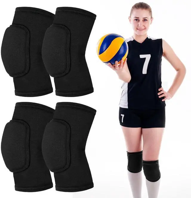 Main image of 2 Pairs Volleyball Knee Pads Youth, Black Knee Pads for Girls, Women, Kids | Soft Protective Sports Knee Pads for Volleyball, Dance, Football, Yoga, Tennis, Running, Cycling & More