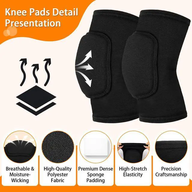 Alt view image 3 of 7 - 2 Pairs Volleyball Knee Pads Youth, Black Knee Pads for Girls, Women, Kids | Soft Protective Sports Knee Pads for Volleyball, Dance, Football, Yoga, Tennis, Running, Cycling & More