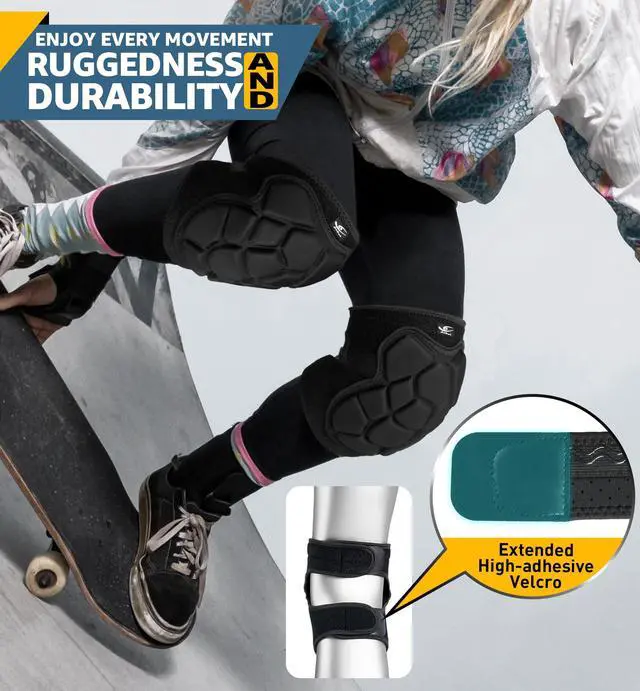Alt view image 4 of 6 - Flexible Knee Pads for Wrestling with Thick EVA Foam Padding | Anti-Slip Adjustable Collision Avoidance Knee Brace for Men Women Kids Dancers Volleyball Basketball Gardening (Black, Medium)