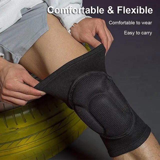 Alt view image 4 of 6 - Knee Pads for Women & Men, Basketball Knee Pads Volleyball Knee Pads for Women Men Wrestling Knee Pads Wrestling Gear, Crash Pad Snowboarding Gear Knee Protector Soft Knee Pads for Work (Large, Black)