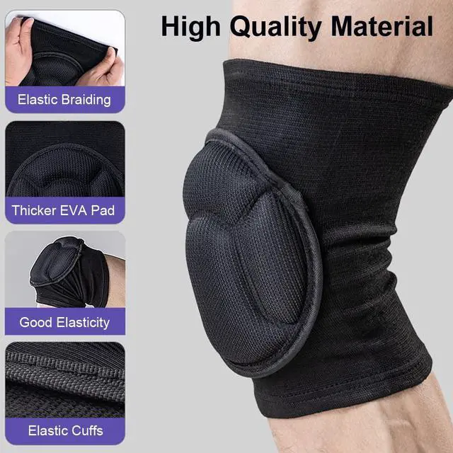 Alt view image 5 of 6 - Knee Pads for Women & Men, Basketball Knee Pads Volleyball Knee Pads for Women Men Wrestling Knee Pads Wrestling Gear, Crash Pad Snowboarding Gear Knee Protector Soft Knee Pads for Work (Large, Black)