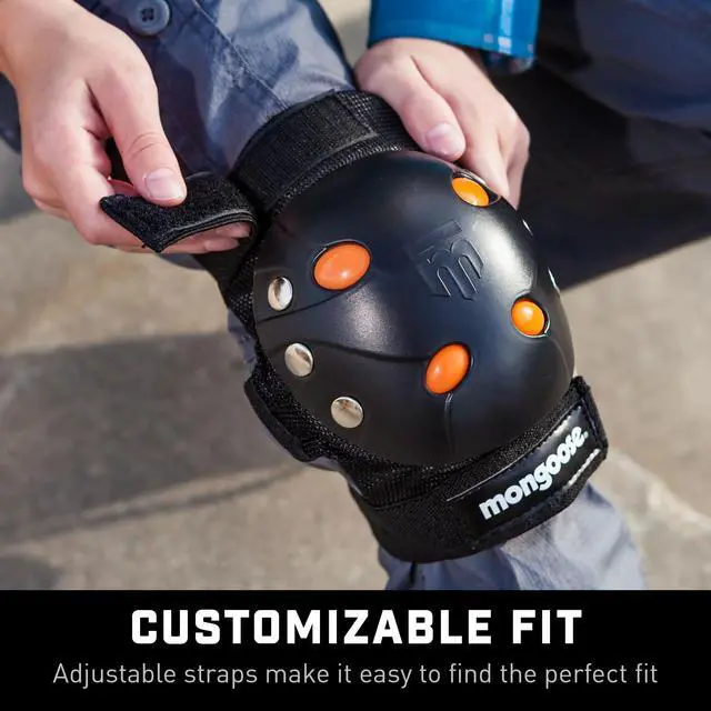 Alt view image 2 of 7 - Kids BMX Bike Gel Knee and Elbow Pad Set, Multi-Sport Protective Gear for Boys and Girls Age 8 and Up, Kneesavers and Elbowsavers, Black/Orange