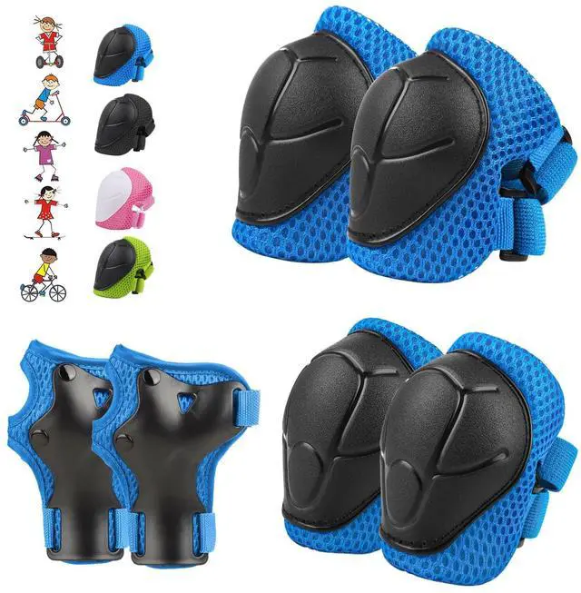 Main image of 6PCS Kids Protective Gear Set Knee Pads Elbow Pads, Blue/S/3-10 Age | upgraded & durable material skateboard protective gear set double size sport cycling bike roller skating scooter boys girls