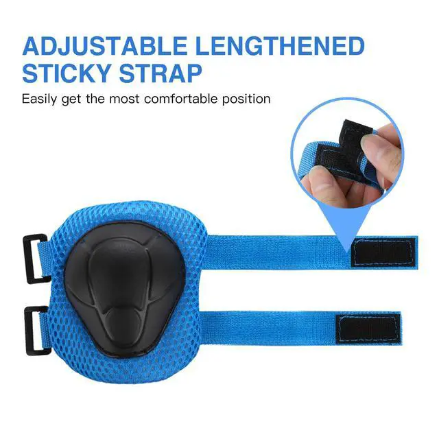 Alt view image 5 of 7 - 6PCS Kids Protective Gear Set Knee Pads Elbow Pads, Blue/S/3-10 Age | upgraded & durable material skateboard protective gear set double size sport cycling bike roller skating scooter boys girls