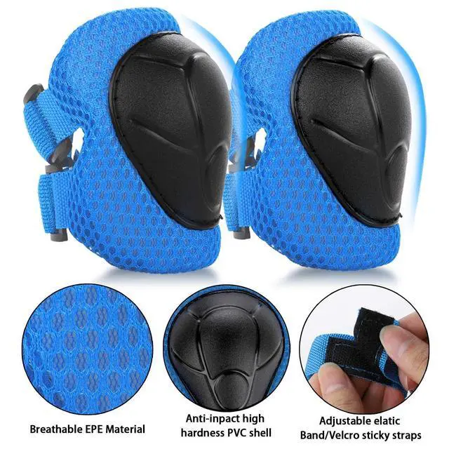 Alt view image 6 of 7 - 6PCS Kids Protective Gear Set Knee Pads Elbow Pads, Blue/S/3-10 Age | upgraded & durable material skateboard protective gear set double size sport cycling bike roller skating scooter boys girls