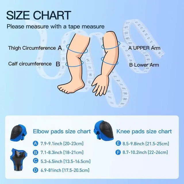 Alt view image 4 of 7 - 6PCS Kids Protective Gear Set Knee Pads Elbow Pads, Blue/S/3-10 Age | upgraded & durable material skateboard protective gear set double size sport cycling bike roller skating scooter boys girls