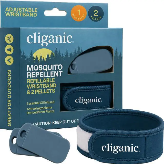Main image of Mosquito Repellent Pack (Wristband + 2 Refill Pellets) - Adjustable, Natural DEET-Free, Essential Oil Infused