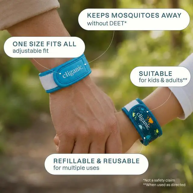 Alt view image 2 of 7 - Mosquito Repellent Pack (Wristband + 2 Refill Pellets) - Adjustable, Natural DEET-Free, Essential Oil Infused