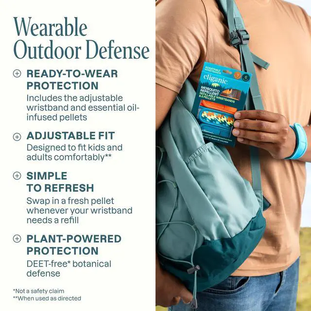Alt view image 3 of 7 - Mosquito Repellent Pack (Wristband + 2 Refill Pellets) - Adjustable, Natural DEET-Free, Essential Oil Infused