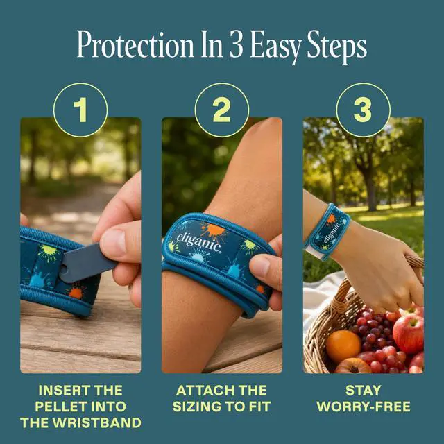Alt view image 4 of 7 - Mosquito Repellent Pack (Wristband + 2 Refill Pellets) - Adjustable, Natural DEET-Free, Essential Oil Infused