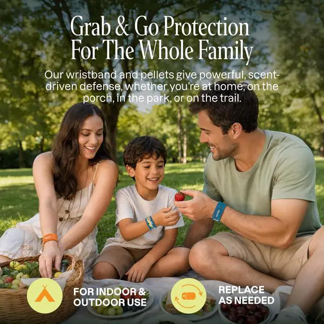 Alt view image 6 of 7 - Mosquito Repellent Pack (Wristband + 2 Refill Pellets) - Adjustable, Natural DEET-Free, Essential Oil Infused