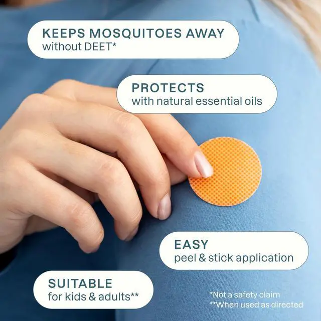 Alt view image 2 of 7 - Mosquito Repellent Stickers (80 Pack) - Patches for Kids & Adults, Natural DEET-Free, Citronella Essential Oil Infused