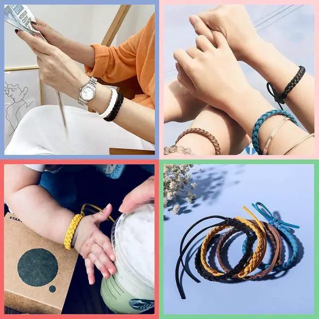 Alt view image 3 of 7 - 12 Pcs Leather Mosquito Repellent Bracelets, Solid Color Individually Wrapped Soft Leather Insect & Bug Repellent Wrist Bands for Kids & Adults Outdoor Camping Fishing Traveling