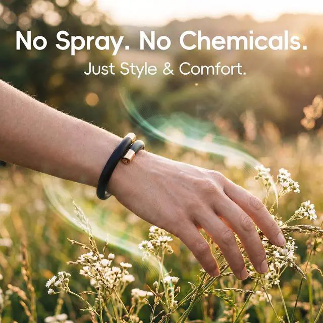 Alt view image 2 of 7 - Refillable Mosquito Repellent Bracelets for Adults, 1 Pack Black | Silicone Bug Repellent Bands with Dual-core Inserts and 5 Refill Sticks for Adults, Kids, Hiking, Travel, and Outdoor Use