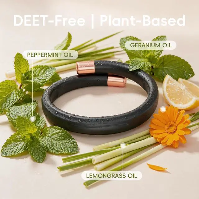 Alt view image 3 of 7 - Refillable Mosquito Repellent Bracelets for Adults, 1 Pack Black | Silicone Bug Repellent Bands with Dual-core Inserts and 5 Refill Sticks for Adults, Kids, Hiking, Travel, and Outdoor Use