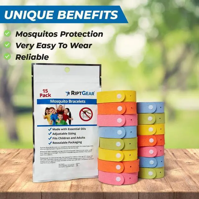 Alt view image 3 of 7 - Mosquito Bracelets - 15 Pack of Mosquito Bracelets for Kids and Adults, Insect Bracelet, Citronella Wristband - DEET Free Mosquito Wristbands, Camping Accessories