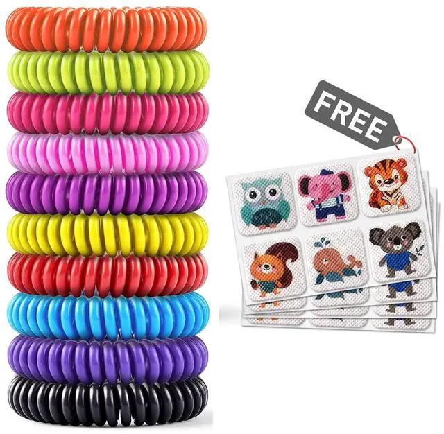 Main image of 20 Pack Mosquito Bracelets with 4 Patches - Waterproof Wrist Bands for Kids & Adults, Natural Deet-Free Resealable