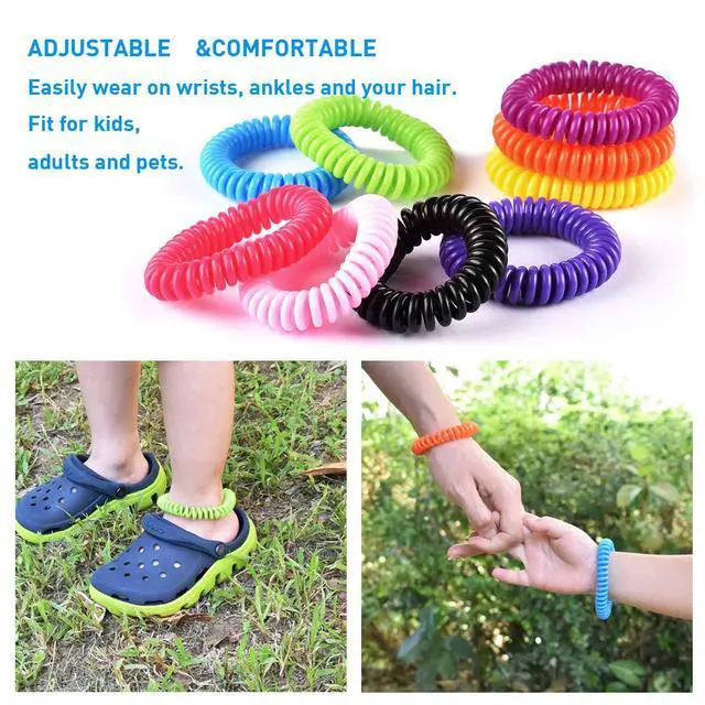 Alt view image 3 of 7 - 20 Pack Mosquito Bracelets with 4 Patches - Waterproof Wrist Bands for Kids & Adults, Natural Deet-Free Resealable