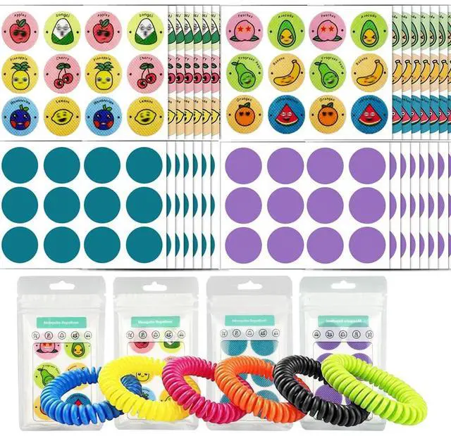Main image of 240Pcs Mosquito Repellent Stickers Bracelets, Individually Wrapped Natural Plant Based Mosquito Stickers for Kids Adult Outdoor Hiking, Camping, Travel, 6 Mosquito Bracelets Included