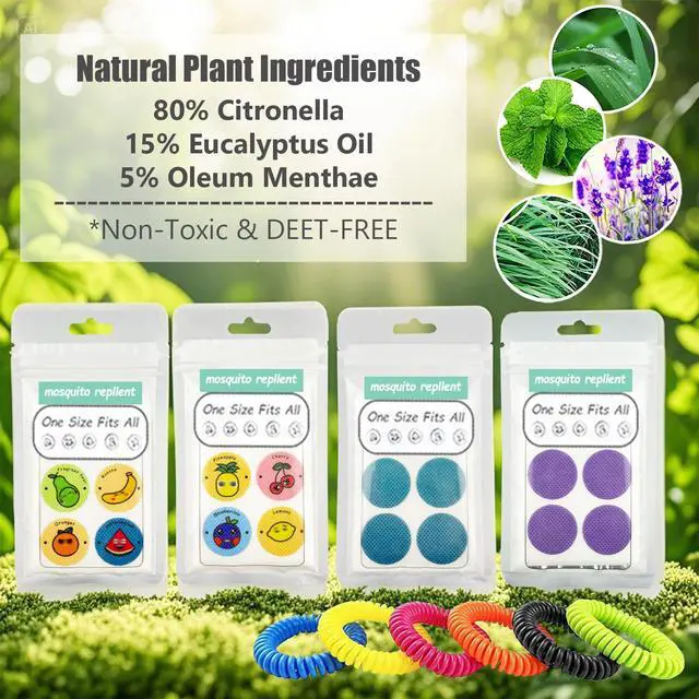 Alt view image 2 of 7 - 240Pcs Mosquito Repellent Stickers Bracelets, Individually Wrapped Natural Plant Based Mosquito Stickers for Kids Adult Outdoor Hiking, Camping, Travel, 6 Mosquito Bracelets Included