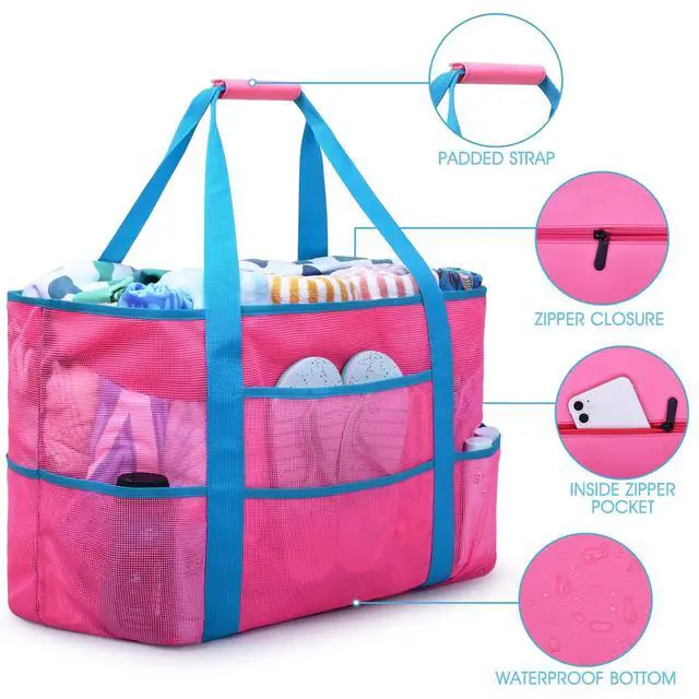 Alt view image 3 of 6 - Mesh Beach Bag Extra Large Waterproof Sandproof Beach Tote Pool Swim Bag Travel Vacation Essentials