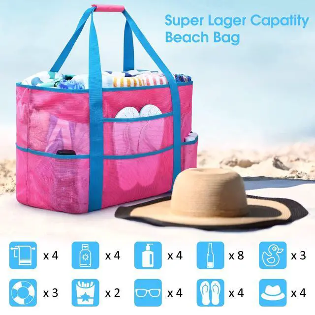 Alt view image 5 of 6 - Mesh Beach Bag Extra Large Waterproof Sandproof Beach Tote Pool Swim Bag Travel Vacation Essentials