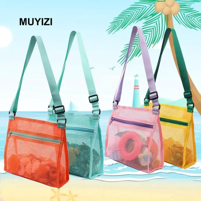 Alt view image 2 of 6 - Mesh Beach Bag for Shells Collecting 4 Pack,Shell Bags for Beach,Sea Shell Bags for Picking Up Shells,Beach Shell Bag for Kids, Beach Toys Sand Toys Swimming Accessories for Boys and Girls