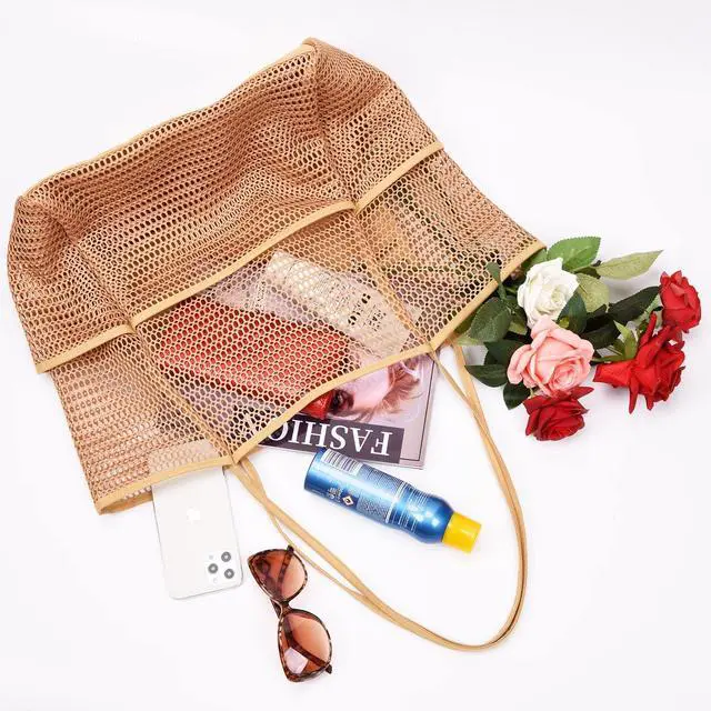 Alt view image 6 of 7 - Beach Mesh Tote Bag for Women, Large Travel & Pool Bag, Lightweight Vacation Cruise Tote (Arrives Inside Out Flip to Use)