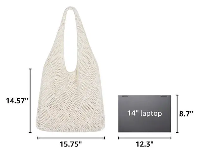 Alt view image 3 of 7 - Crochet Tote Bag, Mesh Beach Bag Knit Summer Hobo Bag for Women | Beach Tote bag Vacation Outfits Aesthetic Boho Bag
