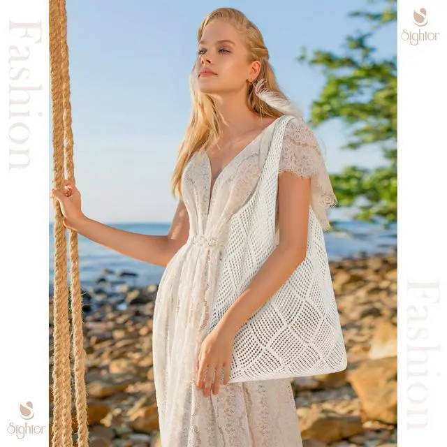 Alt view image 7 of 7 - Crochet Tote Bag, Mesh Beach Bag Knit Summer Hobo Bag for Women | Beach Tote bag Vacation Outfits Aesthetic Boho Bag