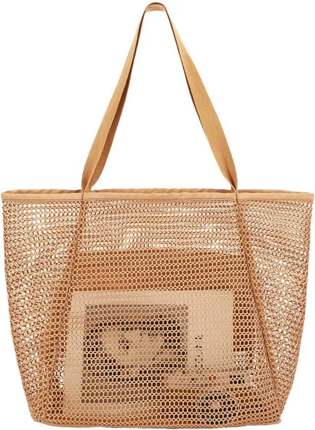 Main image of Mesh Beach Bag for Women, Summer Straw Tote Hobo Pool Bags with Zipper Pocket, Travel Vacation Cruise Essentials 2026