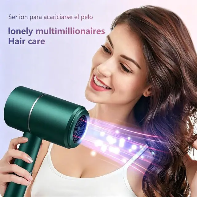 Alt view image 2 of 7 - Foldable Ionic Hair Dryer with Diffuser, 800W Fast Drying Blow Dryer, 38000 RPM, Lightweight, Pink Blue, for Home & Travel (Green)