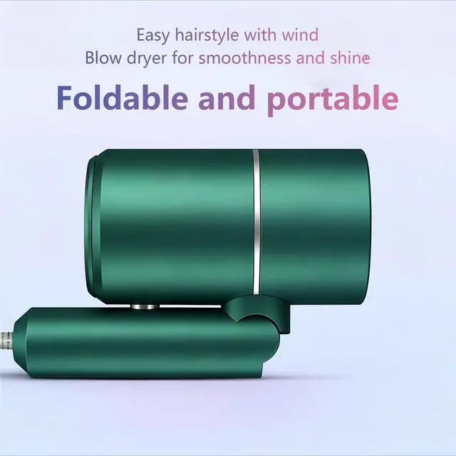Alt view image 7 of 7 - Foldable Ionic Hair Dryer with Diffuser, 800W Fast Drying Blow Dryer, 38000 RPM, Lightweight, Pink Blue, for Home & Travel (Green)