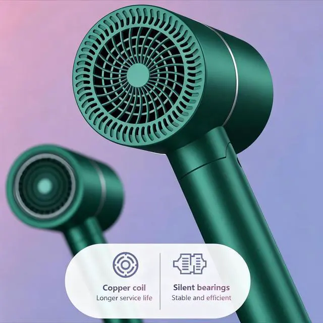 Alt view image 5 of 7 - Foldable Ionic Hair Dryer with Diffuser, 800W Fast Drying Blow Dryer, 38000 RPM, Lightweight, Pink Blue, for Home & Travel (Green)