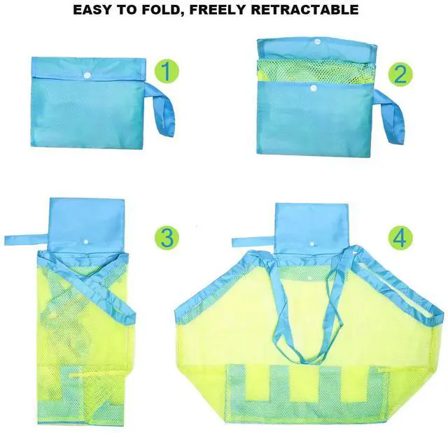 Alt view image 4 of 5 - Mesh Beach Bag, Classic Mesh Beach Toy Tote Bag, Foldable Large Children's Toy Storage Bag