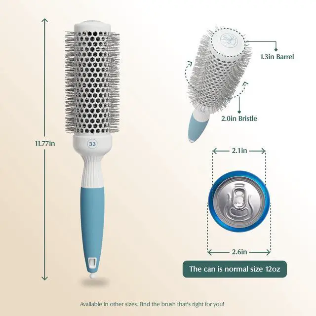 Alt view image 2 of 7 - Professional Round Brush for Blow Drying - Small Ceramic Ionic Thermal Barrel Brush for Sleek, Precise Heat Styling and Salon Blowout - Lightweight Round Hair Brush (Barrel 1.3 inch, Bristle 2 Inch)