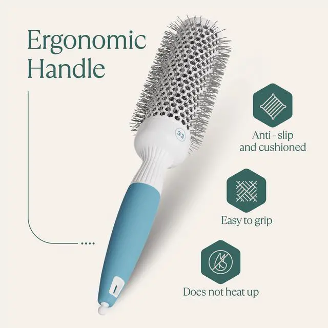 Alt view image 7 of 7 - Professional Round Brush for Blow Drying - Small Ceramic Ionic Thermal Barrel Brush for Sleek, Precise Heat Styling and Salon Blowout - Lightweight Round Hair Brush (Barrel 1.3 inch, Bristle 2 Inch)