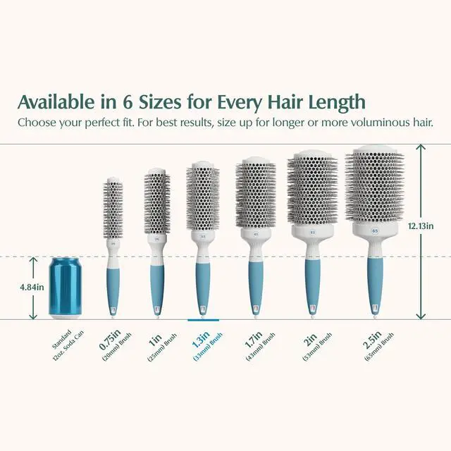 Alt view image 3 of 7 - Professional Round Brush for Blow Drying - Small Ceramic Ionic Thermal Barrel Brush for Sleek, Precise Heat Styling and Salon Blowout - Lightweight Round Hair Brush (Barrel 1.3 inch, Bristle 2 Inch)