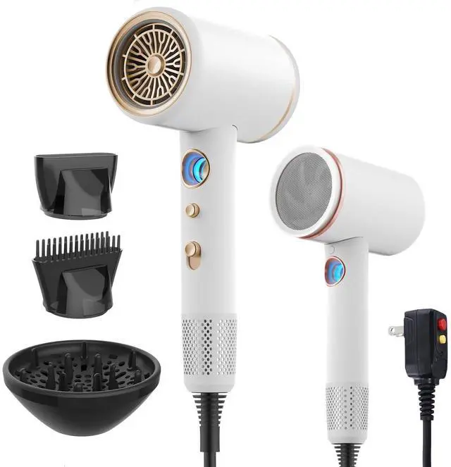 Main image of Fast-Drying Ionic Hair Dryer,1875 Watt High-Speed Ionic Blow Dryer with Diffuser/Concentrator/Comb Nozzle,LED Temp Display,Intelligent Temp Control,Low Noise for Home Salon Travel (White)