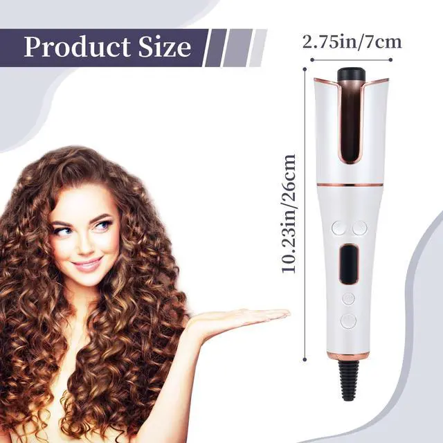 Alt view image 2 of 7 - Automatic Hair Curler Cordless & Portable Curling Wand Rechargeable Auto Hair Curler with Multiple Temperature Settings & LCD Screen Woman Hair Styling Tool