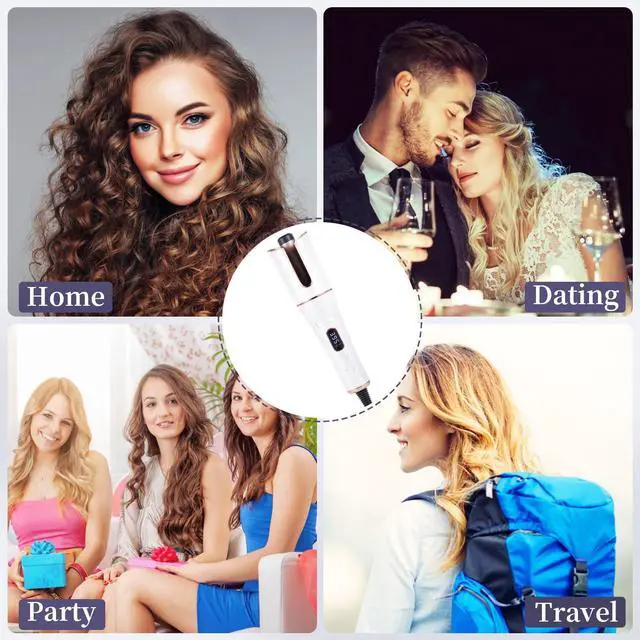 Alt view image 6 of 7 - Automatic Hair Curler Cordless & Portable Curling Wand Rechargeable Auto Hair Curler with Multiple Temperature Settings & LCD Screen Woman Hair Styling Tool
