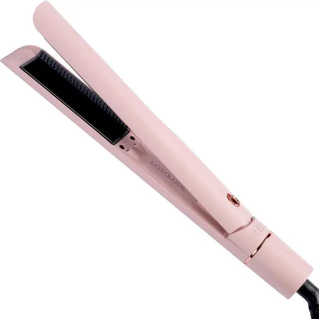 Main image of 1 Inch Titanium Flat Iron, 2-in-1 Hair Straightener & Curler | Titanium Plates, Anti-Scald Design, Infrared Negative Ion Tech, Dual Voltage, Fast Heating, Long-Lasting Styles, Pink
