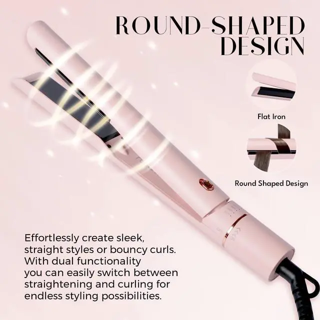 Alt view image 5 of 7 - 1 Inch Titanium Flat Iron, 2-in-1 Hair Straightener & Curler | Titanium Plates, Anti-Scald Design, Infrared Negative Ion Tech, Dual Voltage, Fast Heating, Long-Lasting Styles, Pink
