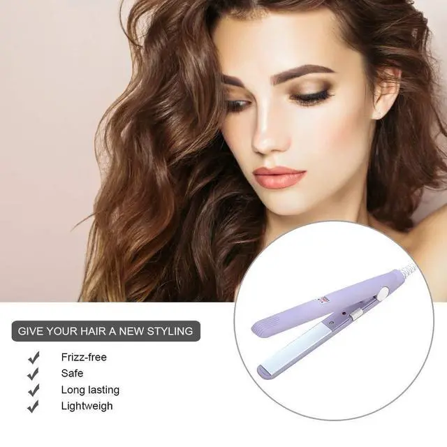 Alt view image 2 of 7 - Mini Hair Straightener, Travel Size Straightening Iron Small Lightweight Portable Flat Iron Heating Curler Ceramic Tourmaline Plate Beauty Quick & Easy Hair Styling for Women Men,