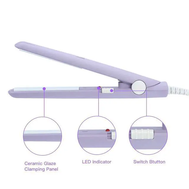 Alt view image 6 of 7 - Mini Hair Straightener, Travel Size Straightening Iron Small Lightweight Portable Flat Iron Heating Curler Ceramic Tourmaline Plate Beauty Quick & Easy Hair Styling for Women Men,