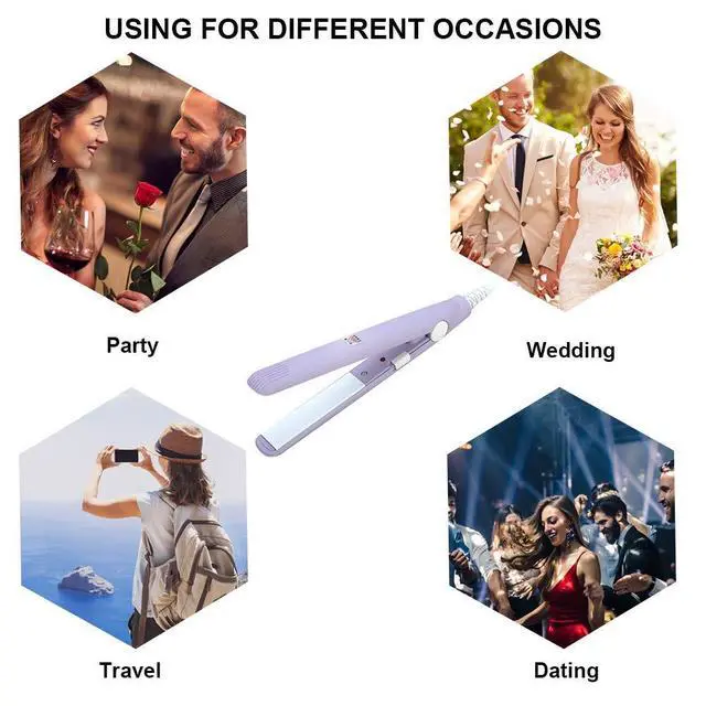 Alt view image 7 of 7 - Mini Hair Straightener, Travel Size Straightening Iron Small Lightweight Portable Flat Iron Heating Curler Ceramic Tourmaline Plate Beauty Quick & Easy Hair Styling for Women Men,